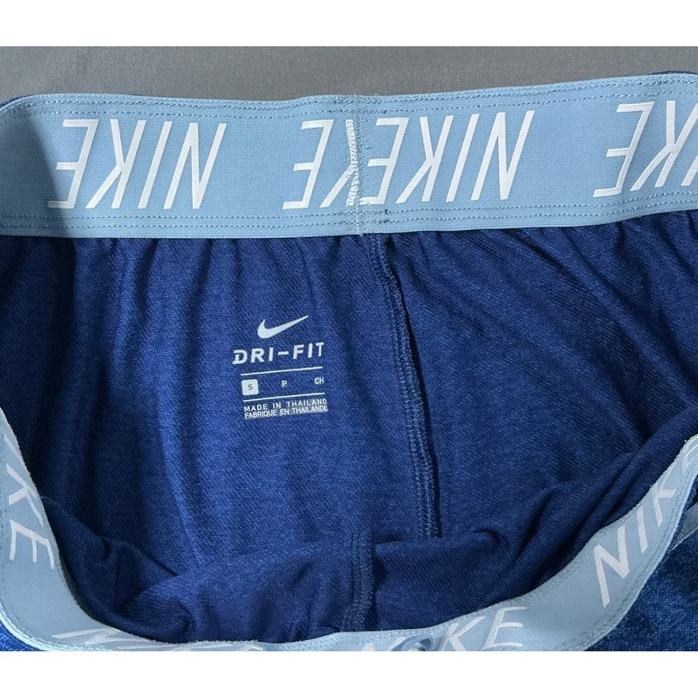 Nike Dri-FIT Womens Blue Heathered Running Athletic Shorts Small Drawstring